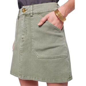 Faherty Utility Mini Skirt Women's XS Fatigue Green Organic Cotton Stretch‎